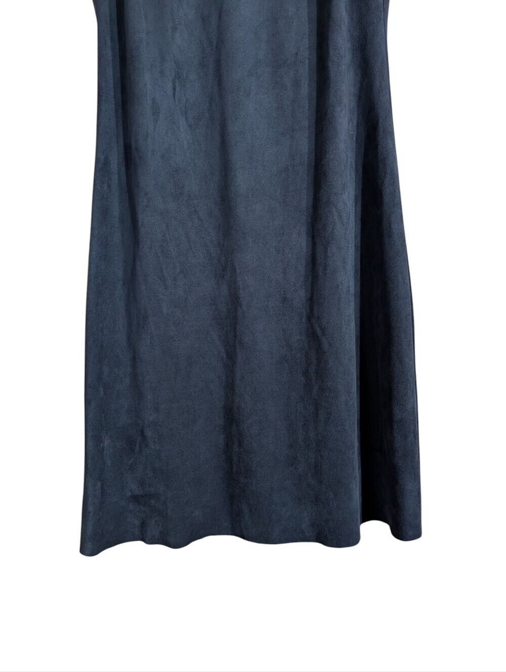 Jessica Simpson Navy Faux Suede Shift Dress with Gold Chain Neckline | Sleeveles - Picture 4 of 8